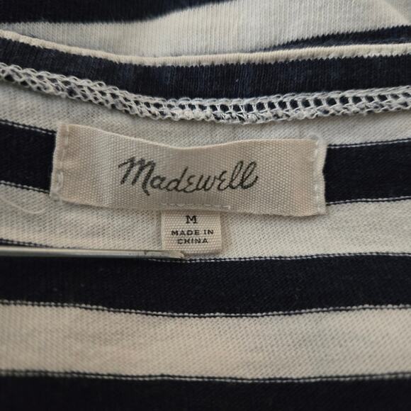 Madewell Setlist Boxy Top Marton Stripe Size M Navy Cotton Nautical Sailor Crop - Picture 7 of 9